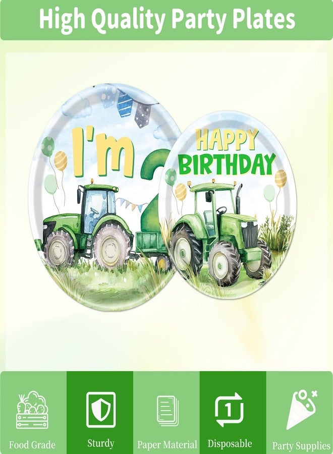 Rakuto Tractor 2nd Birthday Decorations Supplies, 96PCS Tractor Party Plates Napkins and Forks Set, Disposable Farm Two Years Old Birthday Tableware for Boys Serves 24 - Image 4